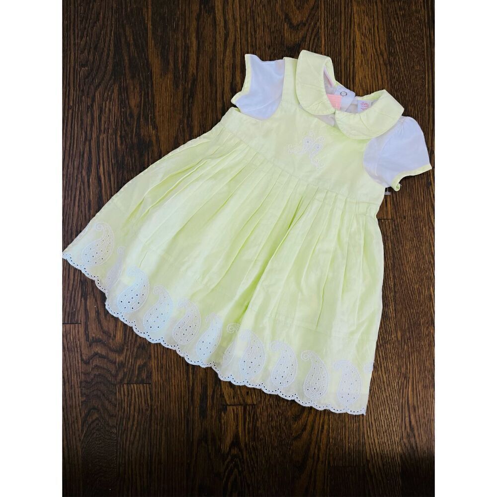 NEW First Impressions Baby Girl 6-12 Months Lemon Lime Embroidered 2-piece Dress